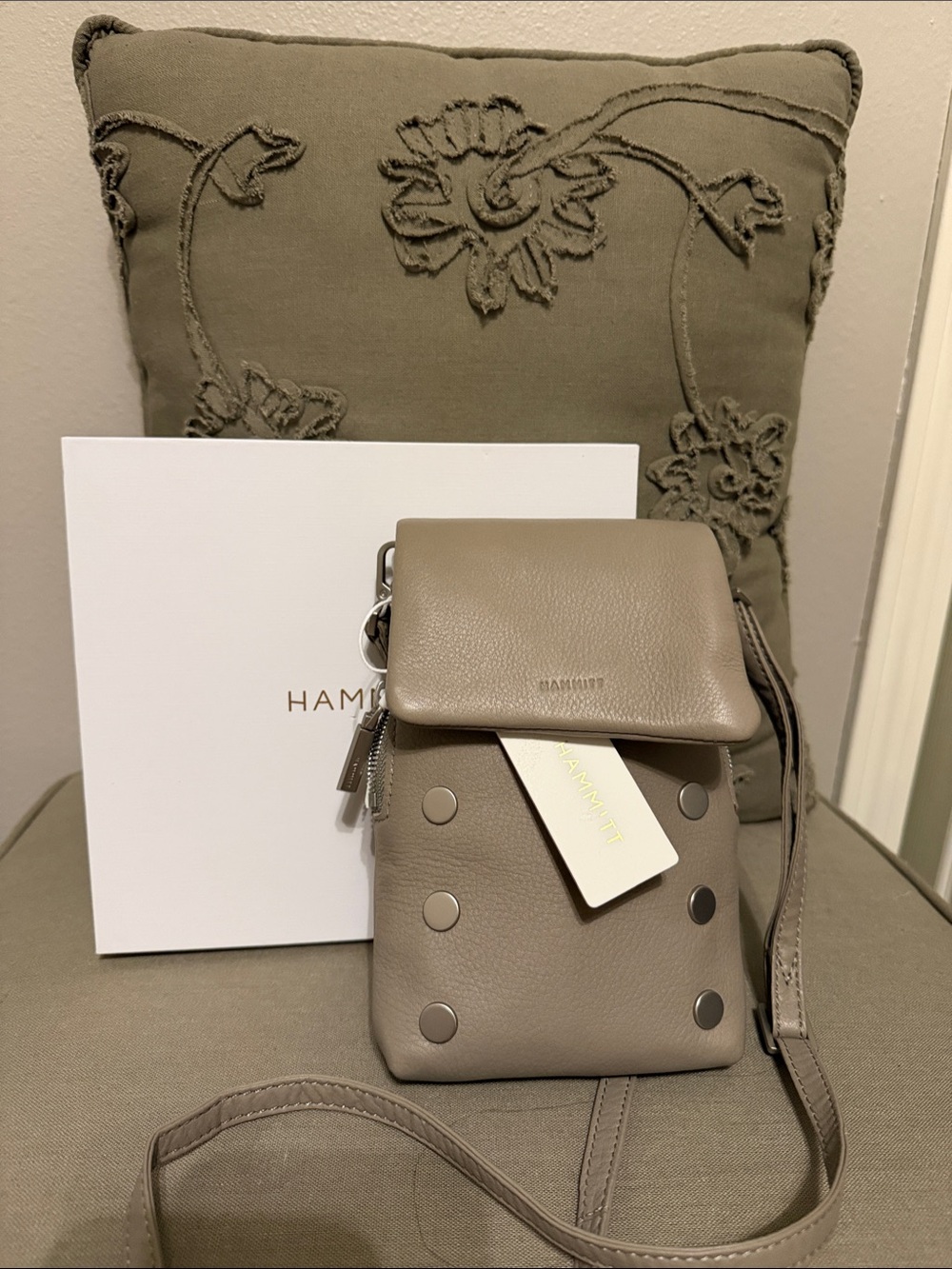 Hammitt Pebbled Leather Crossbody Pouch in Taupe